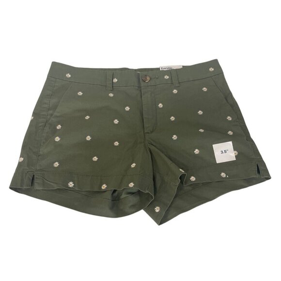 Old Navy Green Daisy Embroidered Everyday Shorts Size 8  3.5" Inseam - Picture 3 of 6